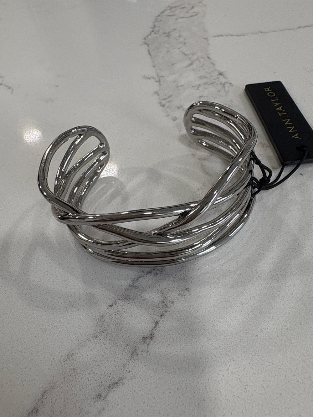 Ann Taylor Gold and Silver Mixed-Metal Cuff Bangle Bracelet Set - Picture 11 of 15